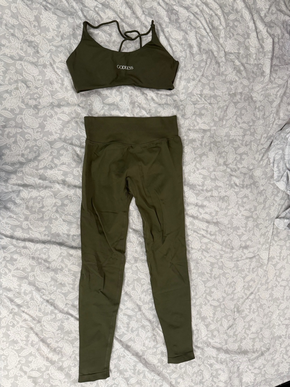Goddess Olive Green Performance Leggings Set